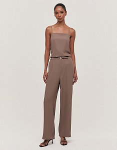 CALÇA RETA COM CINTO CINZA QUEIMADO