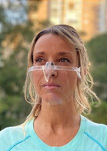 Máscara Transparente Reutilizável Ajustável com Apoio no Nariz