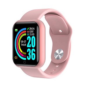 Smartwatch Y68 Rosa e Preto à Prova D'Água