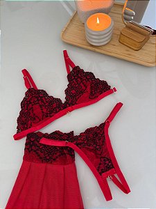 Conjunto Beijo Quente 3 Peças ( Vermelho com Chumbo )