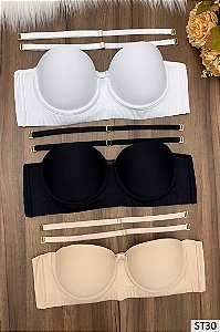 Sutiã Tomara Que Caia Liso Com Laterais Largas e Alças Removíveis