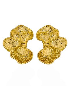 Brinco Flor com Pétalas Texturizadas - Folheado