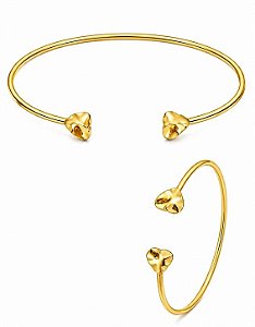 Conjunto Choker Aro e Bracelete Coração Martelado