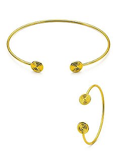 Conjunto Choker Aro e Bracelete Círculo Detalhado