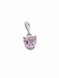 Pingente Pedra Coração Rosa