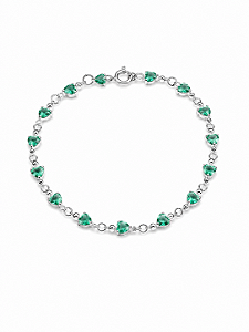 Pulseira Coração Pedra Verde-Marinho