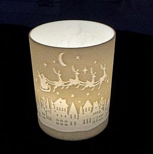 Porta Velas Natal Papai Noel e Rena Conjunto com 2