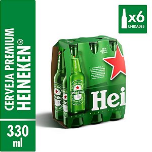 Pack 6un Cerveja Heineken Long Neck 330ml