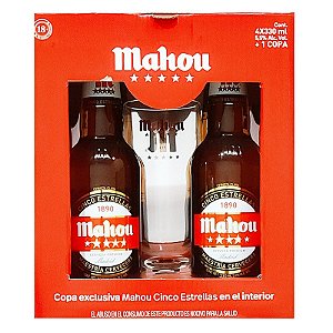 Kit Cerveja Mahou Cinco Estrellas 4 Long Neck 330ml + 1 Taça