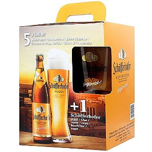 Kit Cerveja Schofferhofer 5 garrafas 500ml + Copo Weizen