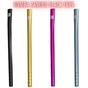 Bomba de Tereré Black Erva Canudo Dourada Alumínio 19cm