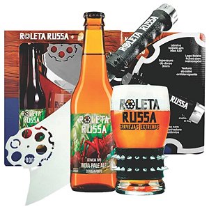 Kit Cerveja Roleta Russa Cutelo Inox + Copo + IPA