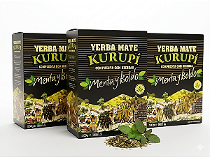 Kit Erva Yerba Mate Kurupi Menta e Boldo 3un