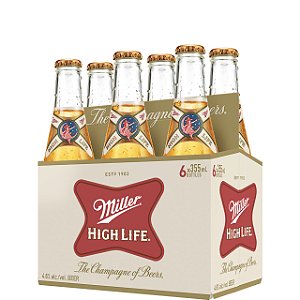 Pack 6un Cerveja Miller High Life Long Neck 355ml