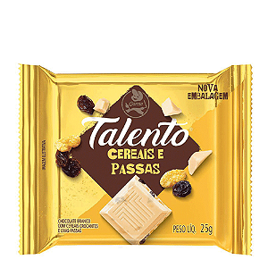 Chocolate Talento Mini Branco Cereais e Passas 25g