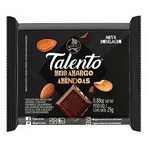 Chocolate Talento Mini Meio Amargo e Amendoas 25g