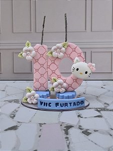 Vela em Biscuit Hello Kitty Personalizável