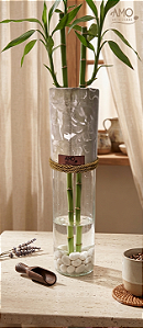 Vaso Cristalino - Marmorizado Marrom e Branco