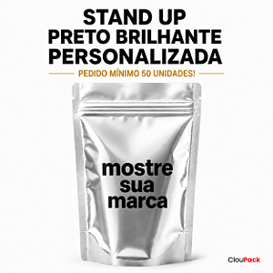 50 unids Personalizadas Embalagem Stand Up Prata Brilho