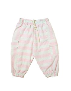 Calça Jogger - Listras Rosa Bebê