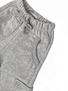 Calça Cargo Moletom - Cinza Mescla