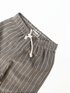 Calça Reta - Risca de Giz Marrom