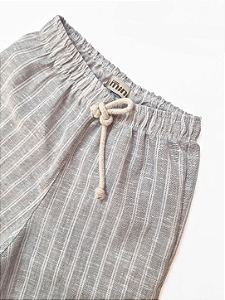 Calça Reta - Risca de Giz Cinza