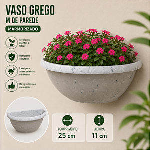 Vaso Grego Meia lua de Parede Marmorizado Plástico 1,6L 25x13x12CM 3UD