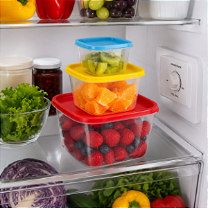 Kit Potes Facilite Herméticos Microondas Freezer BPA Free 3 Peças Antares