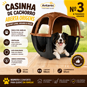 Casinha Cachorro Aberta N3 Antares Origens Ventilada Com Janela Marrom