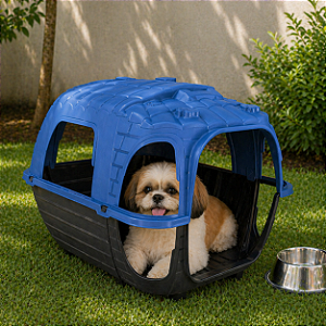 Casinha Cachorro Aberta N1 Ventilada Com Janela Antares Origens Resistente Azul