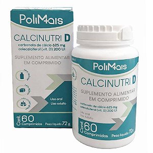 Suplemento Alimentar Calcinutri D 625mg+200UI PoliMais 60 Comprimidos