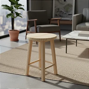 Banquinho Banqueta de Madeira Pinus Cru 41cm Resistência e Qualidade Cagema