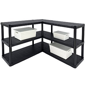Estante Plástica Modular em L 10 Prateleiras Ajustáveis, Alta Resistência Conecta Antares