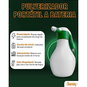 Pulverizador Portátil a Bateria 2 Litros Guarany Para Jardins, Vidros e Limpeza em Geral