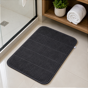 Tapete para Banheiro Preto Antiderrapante 40x60 cm 100% Poliéster