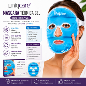 Máscara Térmica Gel Azul ROSTO / FACE Uniqcare Quente OU Frio Reutilizável