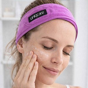Faixa Cabelo Atoalhada Skin Care E Maquiagem 2 Unidades 66x6,5cm Lilás Uniqcare