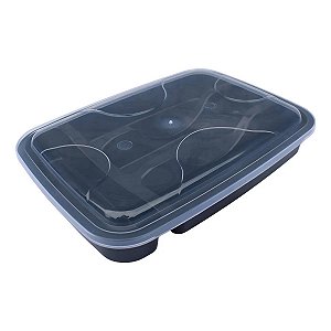 Organizador de Gavetas Porta Talheres Preto Com Tampa Transparente 32Cm 3UD