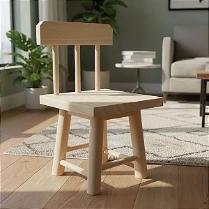 Cadeira Infantil de Madeira Pinus 40x25 Cm Resistente e Confortável Cagema