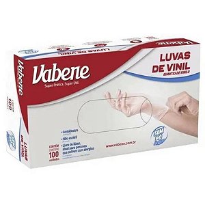 Luva De Vinil Descartável P Sem Pó Caixa Com 100 UN CA 40.137 VABENE