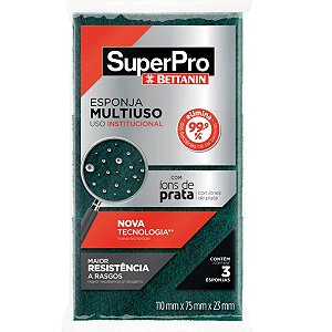 Esponja de Limpeza Pesada Multiuso Verde e Amarela Superpro Kit com 3 Unidades