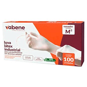 Luva Látex Industrial Descartável Com Pó 100 Und. M Vabene