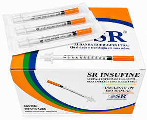 Seringa Insulina Com Agulha 0,5mL 30G 8x0,30mm Com 100 Unidades SR