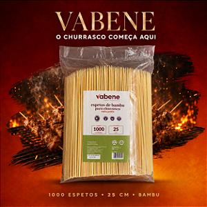 Pacote Com 1000 Espetos Bambu Churrasco Meia Ponta 25cm Vabene