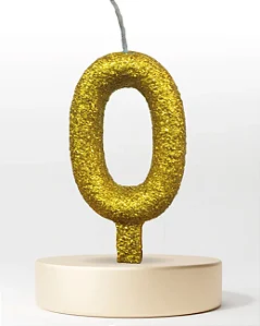 Vela Glitter Dourada / Ouro números de 0 a 9 e ?