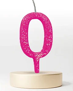Vela Mini Luxo Numeração 0 a 9 Rosa