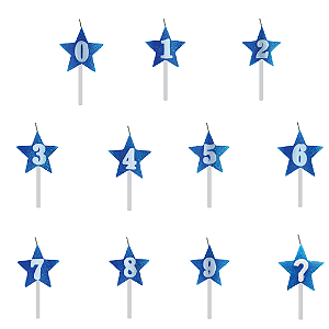 Vela Aniversário estrela Azul com glitter