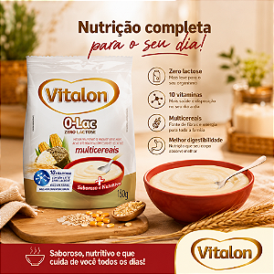 Mingau Multicereais Zero Lactose Vitalon O-Lac 180g com 10 Vitaminas