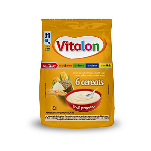 Mingau Infantil Vitalon 6 Cereais 180g Fase 1 Com Vitaminas Ferro Zinco e Cálcio